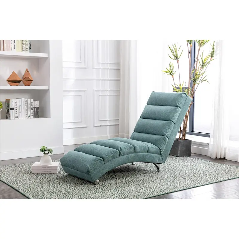Linen Chaise Lounge Indoor Chair - 58.27 x 21.65 x 34.25