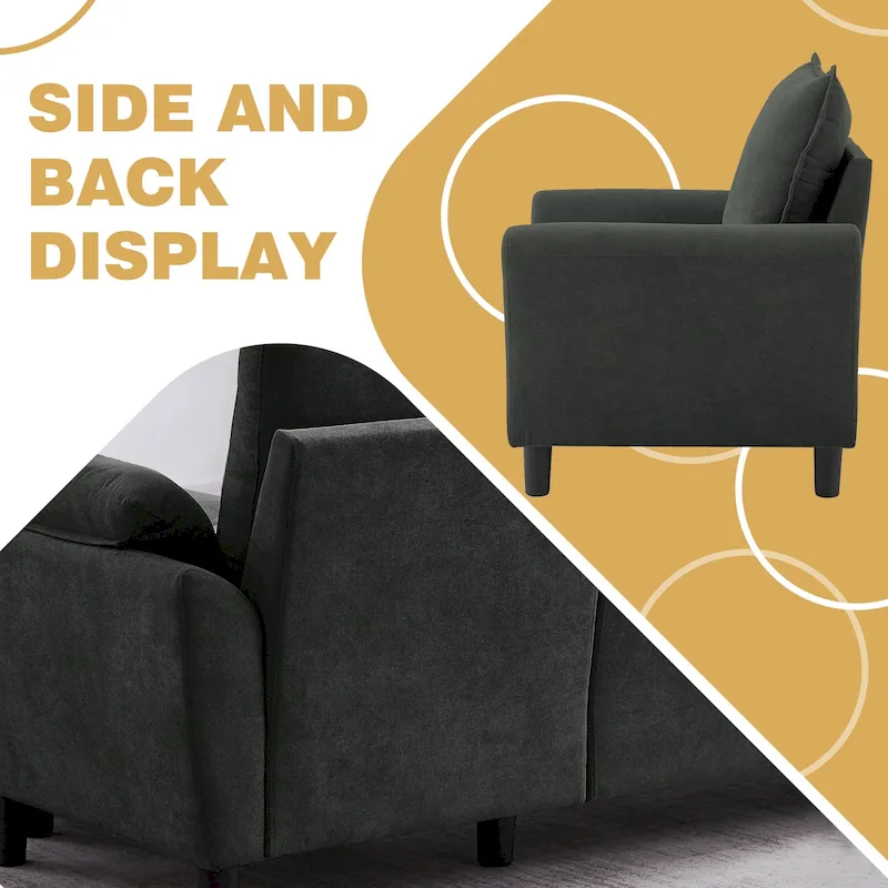 3-Piece Living Room Sectional Sofa Set with Chair and Ottoman