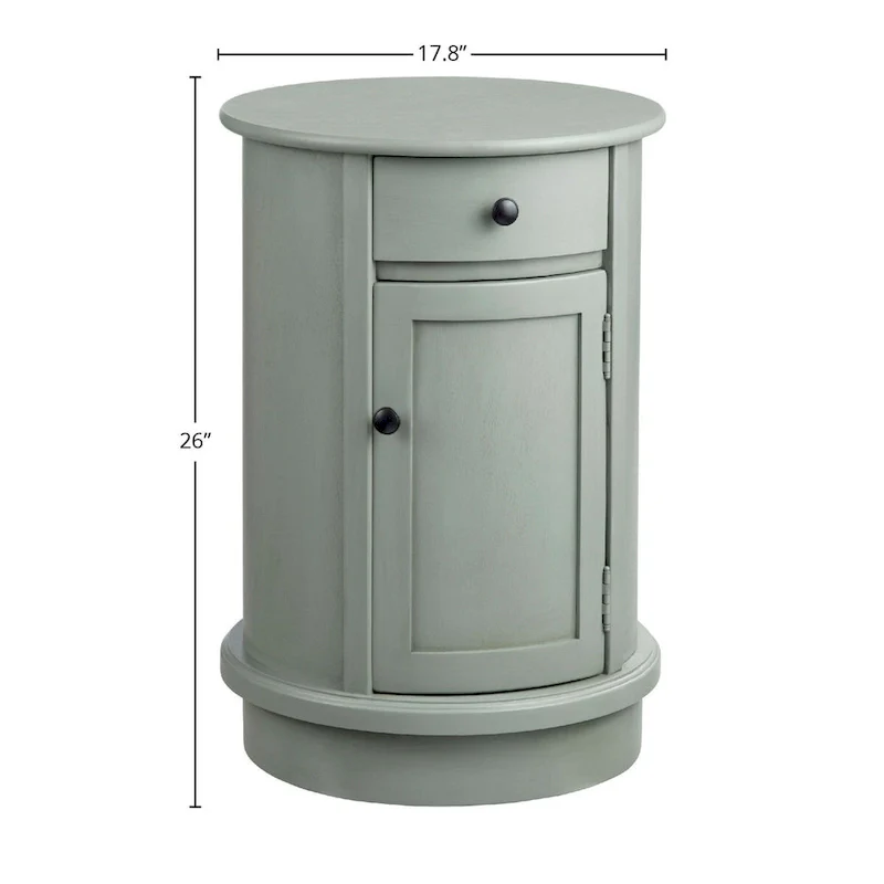 Grey Matte Modern Rounded Wood Accent Cabinet with 1 Drawer, 1 Door & Interior Shelf, 26 Inch