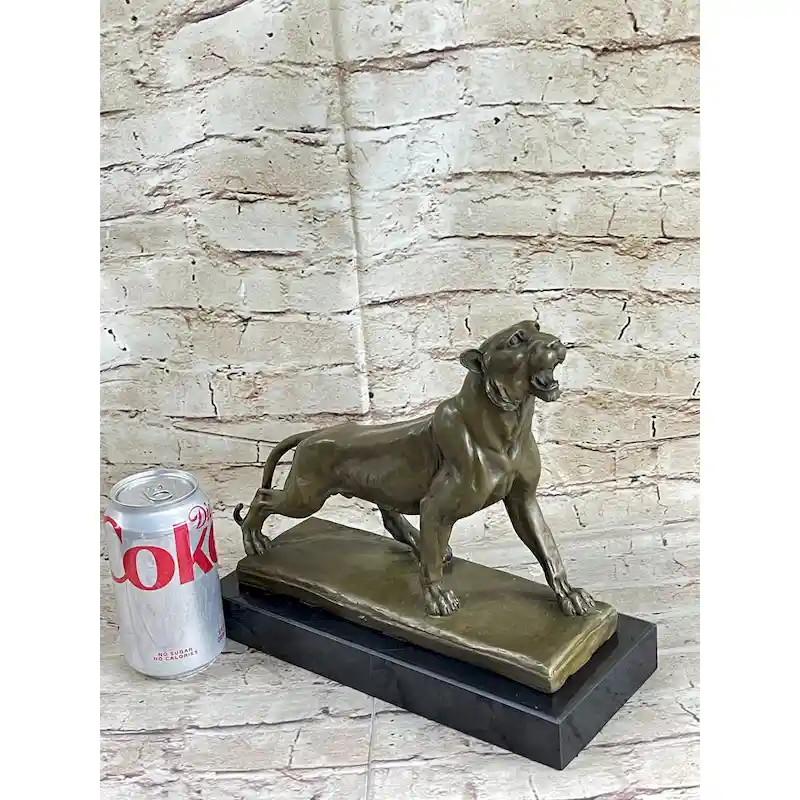 Jaguar Panther Imitative Leopard Cougar Big Imitative Cat Collector Bronze Marble Statue Art Decor