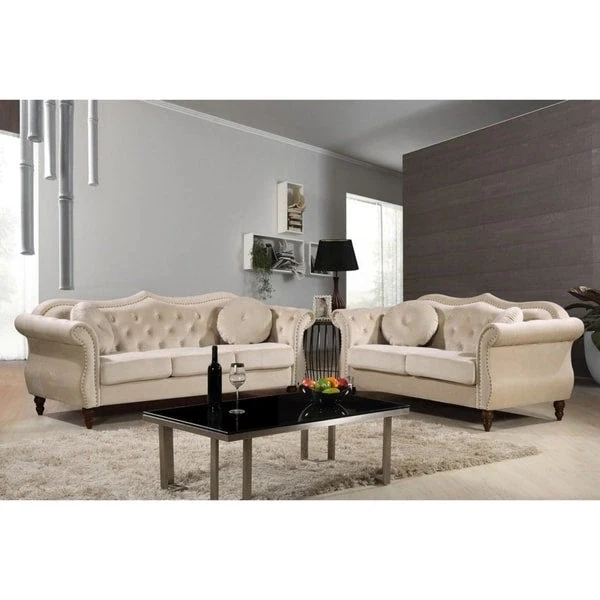 Nailhead Chesterfield Upholstered 2-piece Living Room