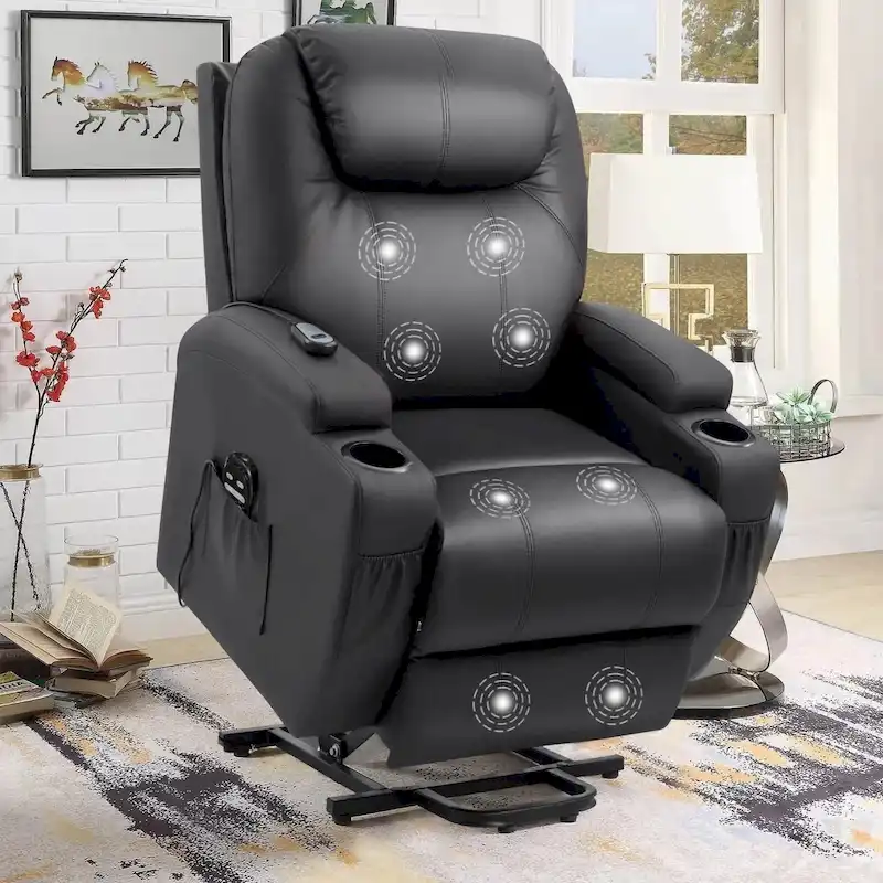 Faux Leather Power Lift Recliner Chair with Massage