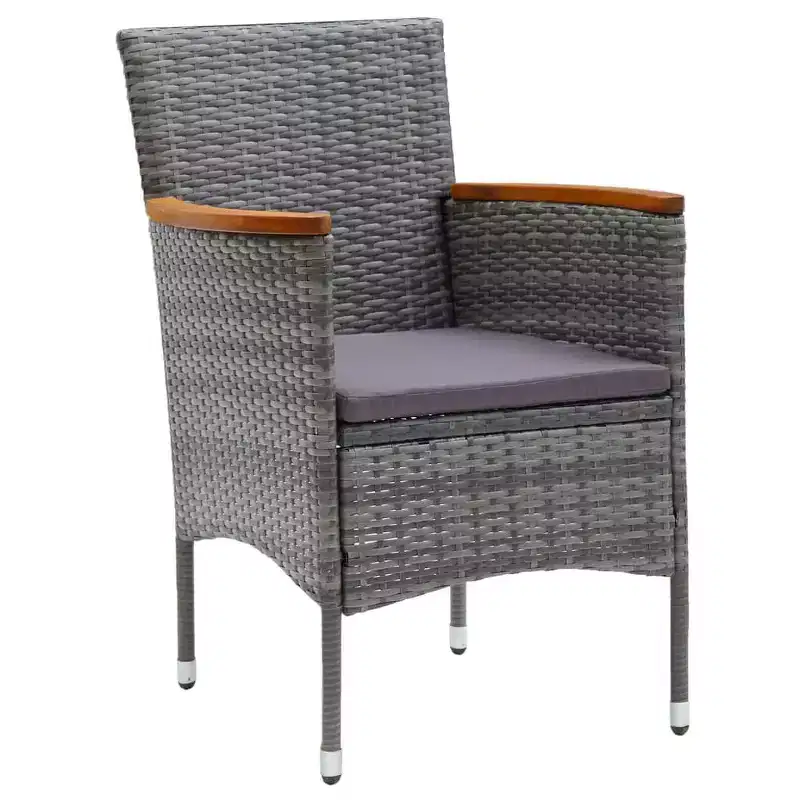 vidaXL Patio Bistro Set Bistro Table 3 Piece Poly Rattan and Tempered Glass