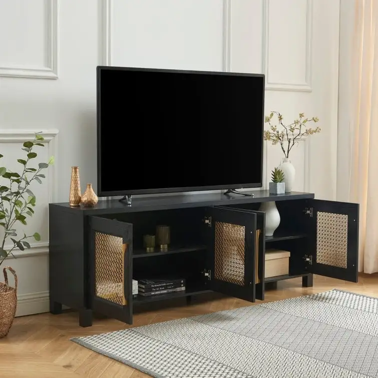 69.5 Wood TV Stand Media Console Entertainment Center
