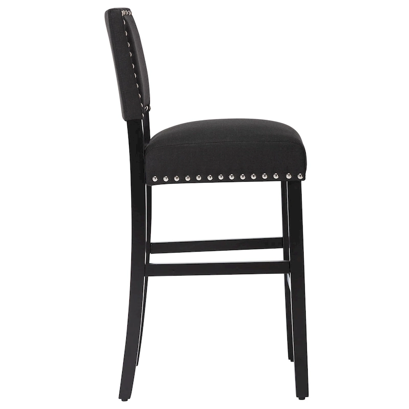 28 Inches Fabric Barstools Upholstered Bar stools Pub Chairs with Back and Silver Nailhead Trim Set of 2