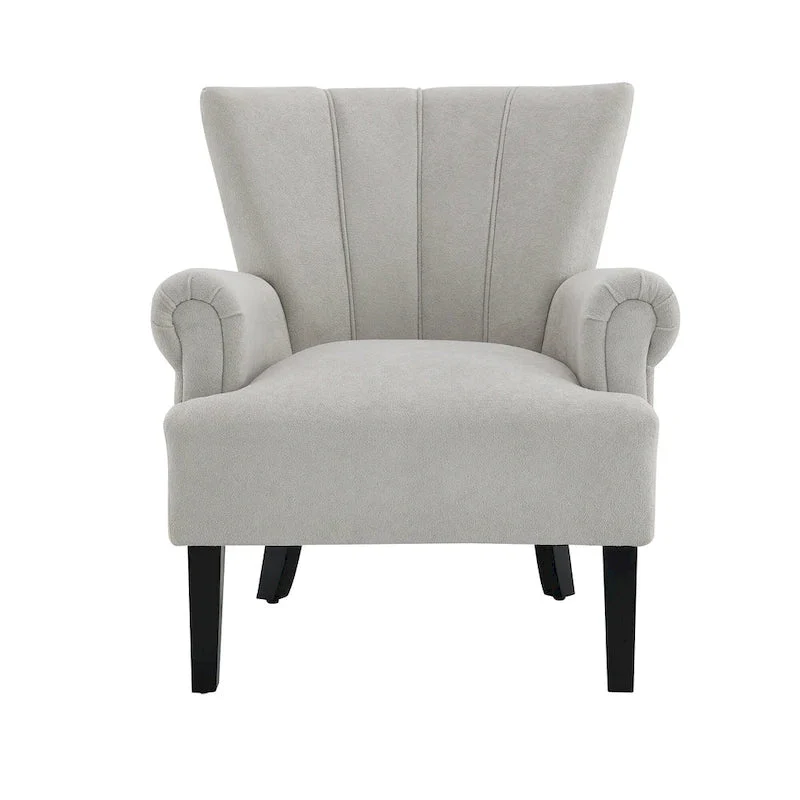 Grey Upholstered Armchair with Channel Back and High-Density Foam