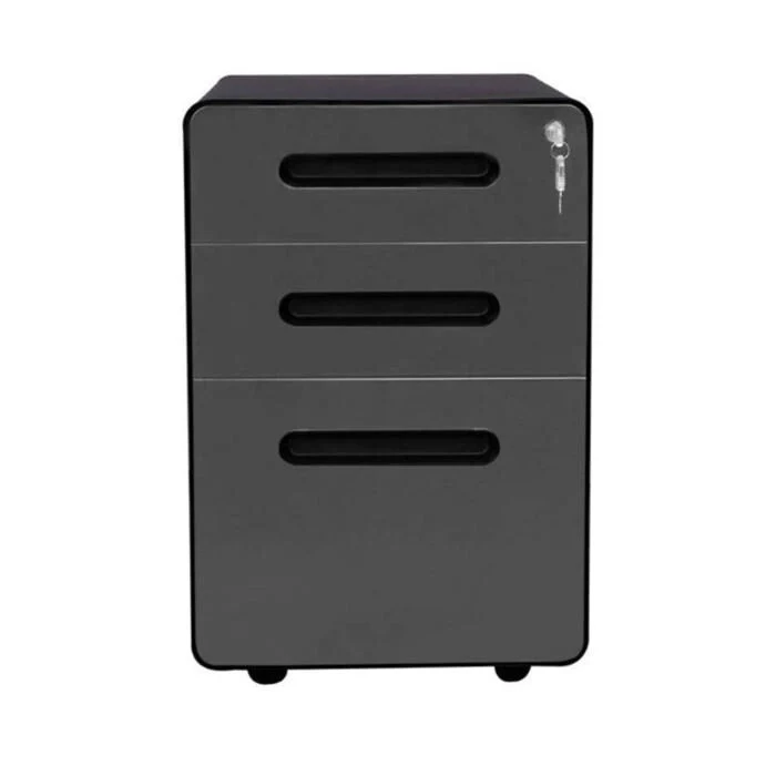 3-Drawer Metal Mobile File Cabinet, Black/White, Single User