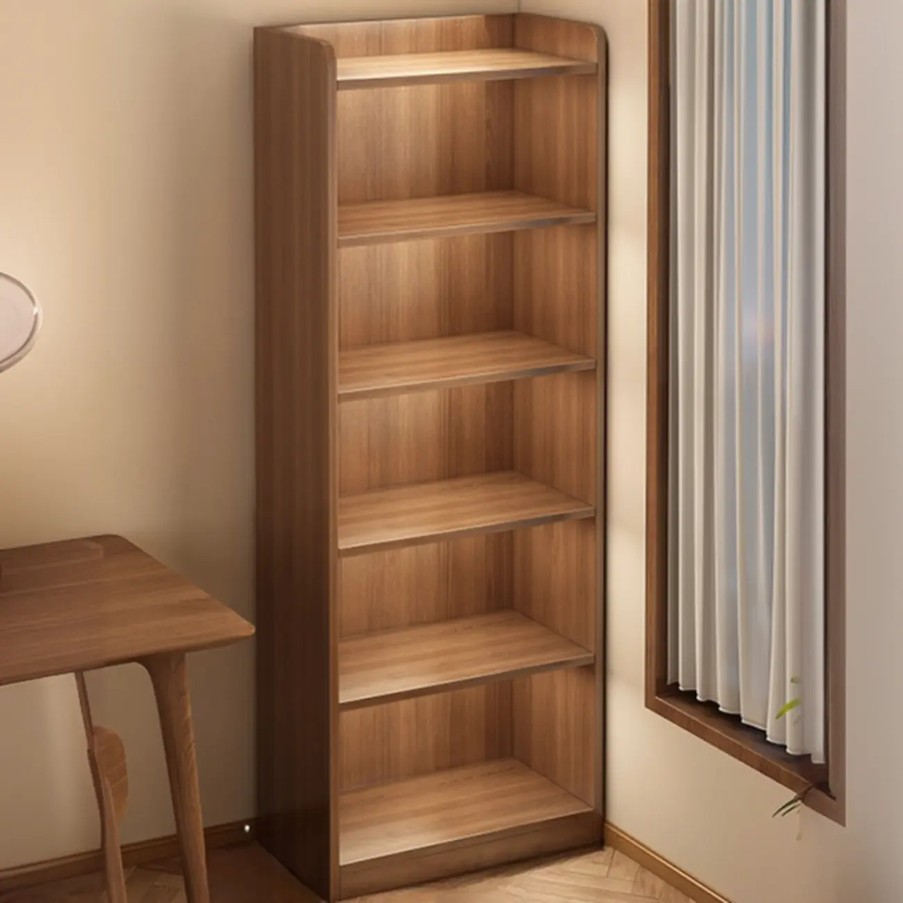 Brown Vertical Multi Tier Closed Back Wood Bookshelves