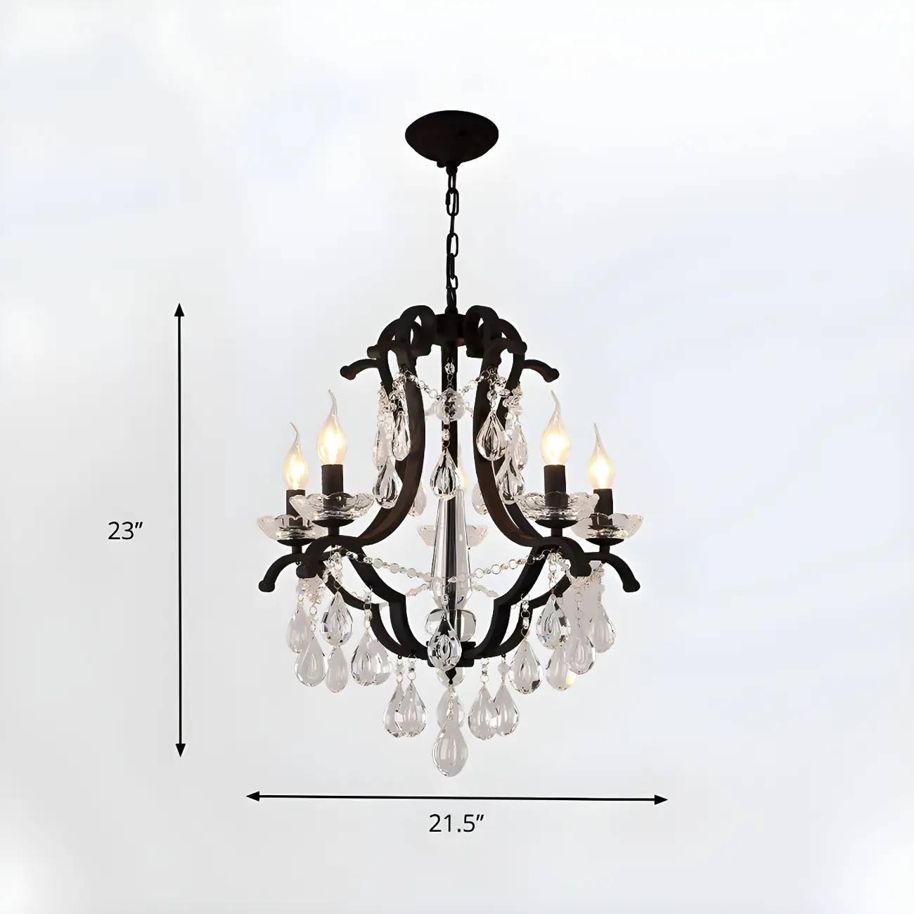 Traditional Black Crystal Candlestick Chandelier