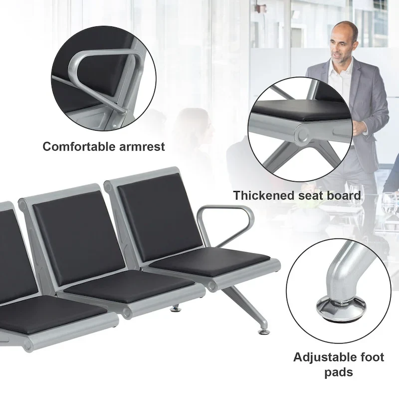 PU Leather Office Waiting Room Chairs - Reception Guest Bench