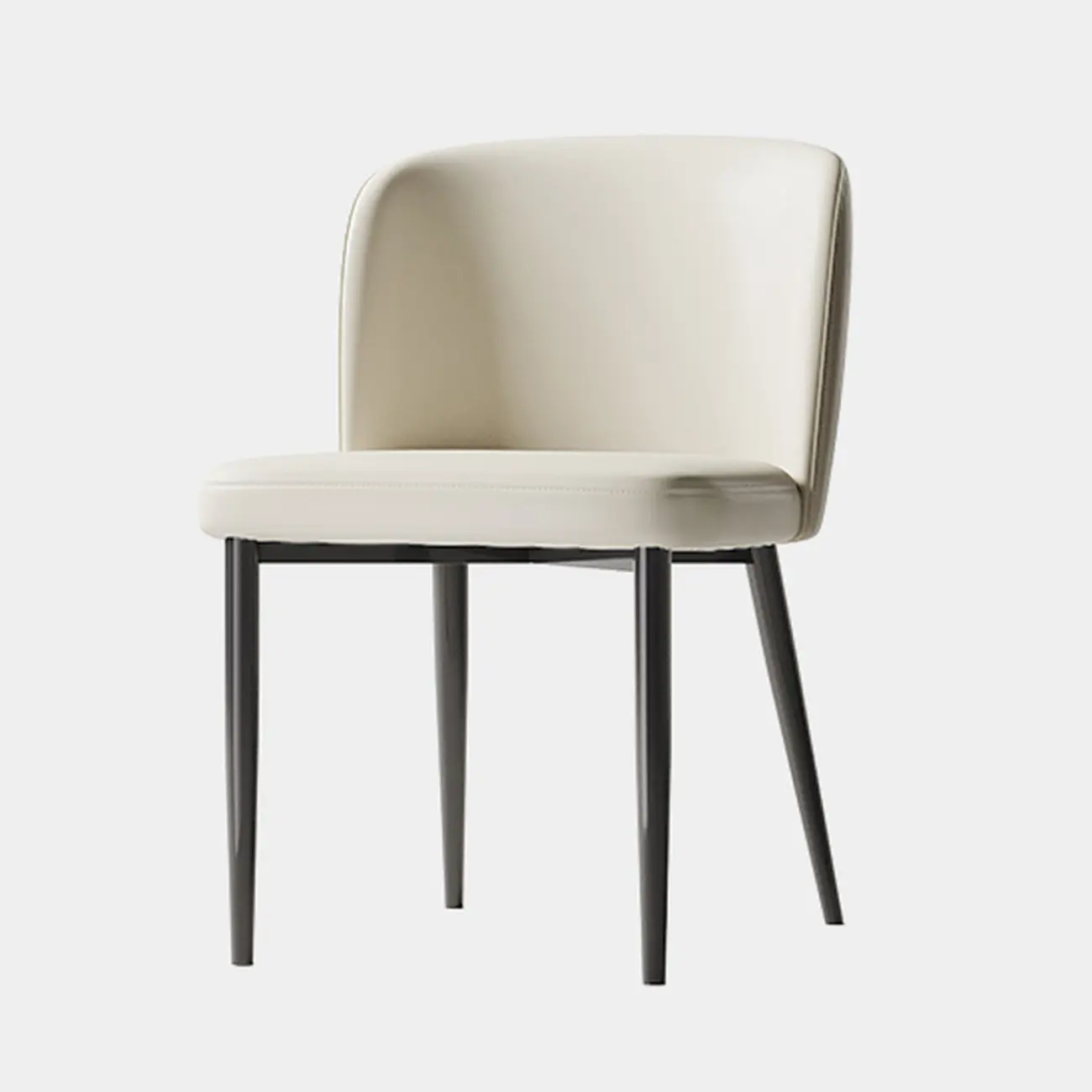Modern Armless Leather Dining Chair with Black Alloy Legs
