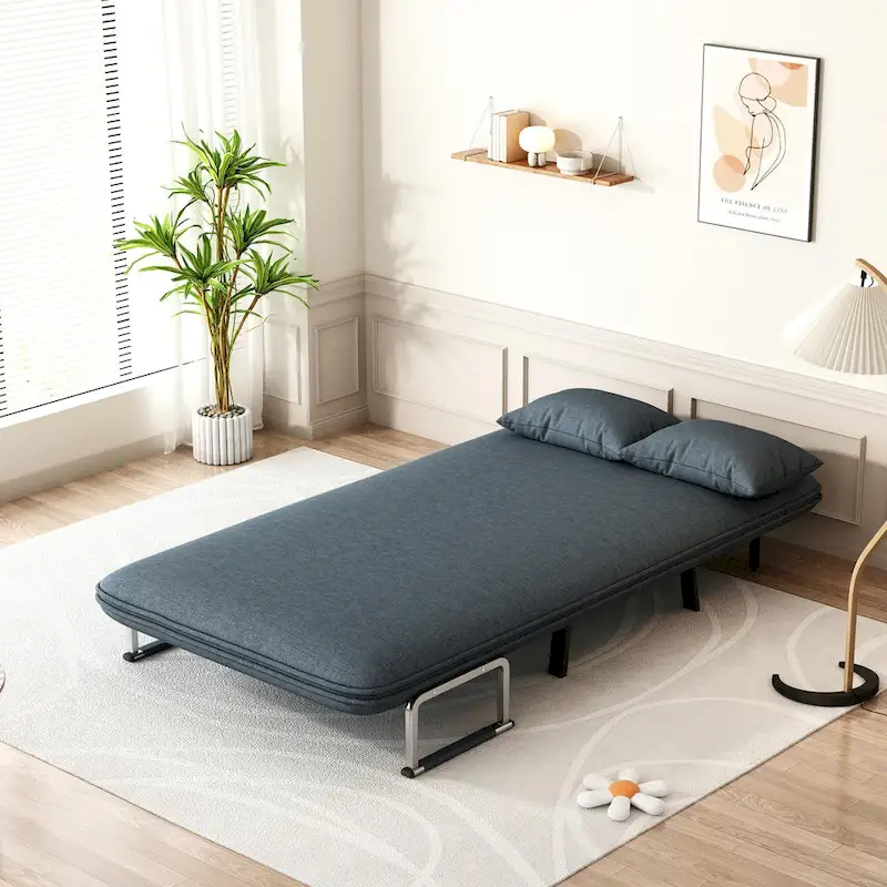 Convertible Tri-Fold Sofa Bed with Adjustable Backrest & Pillow