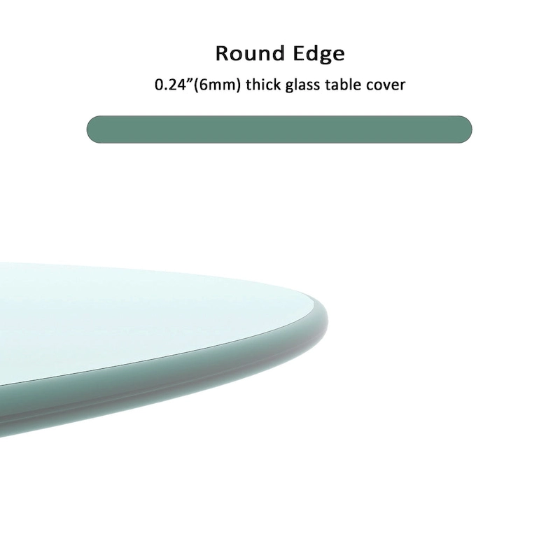 Round Tempered Glass Table Top Clear Glass Thick Round Polished Edge