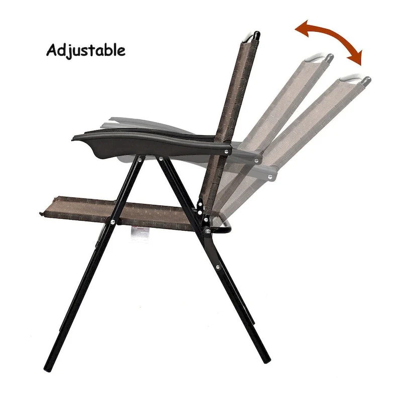 4PCS Adjustable Folding Fabric Chair Powder Coated Steel Tube - 21 x 27 x 35.5