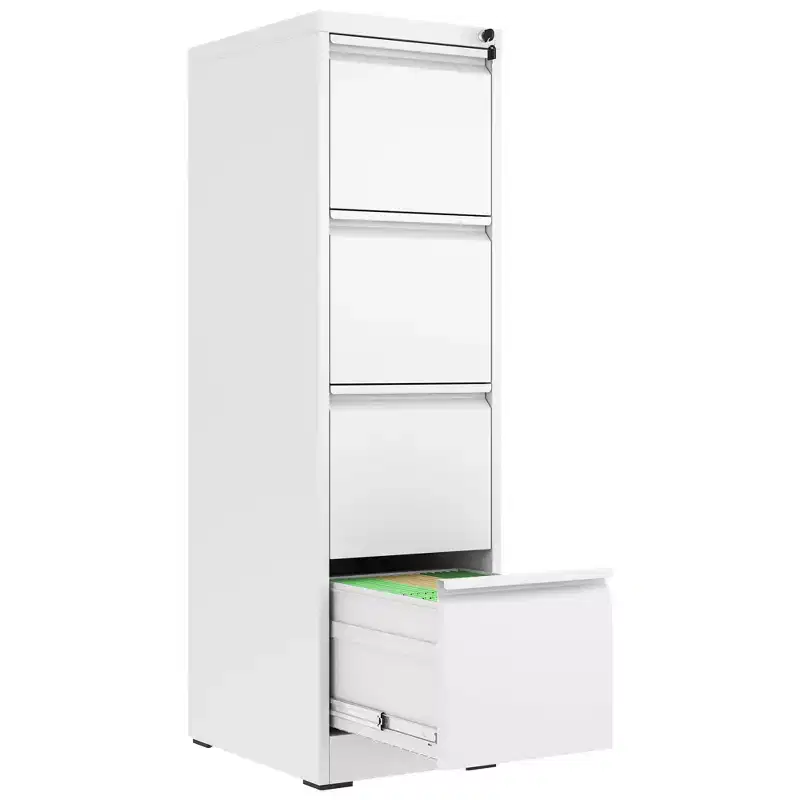 VIYET 52H 4-Drawer White Metal Vertical File Cabinet with Lock, Steel Filing Cabinet for Home Office, Fits A4/Legal/Letter