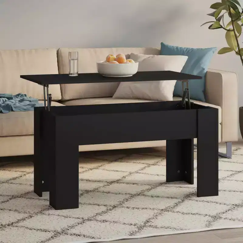 Coffee Table Black Engineered wood Standard Adjustable Armrests