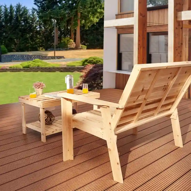 Patio Festival 2-Piece Outdoor Wood Loveseat Conversation Set