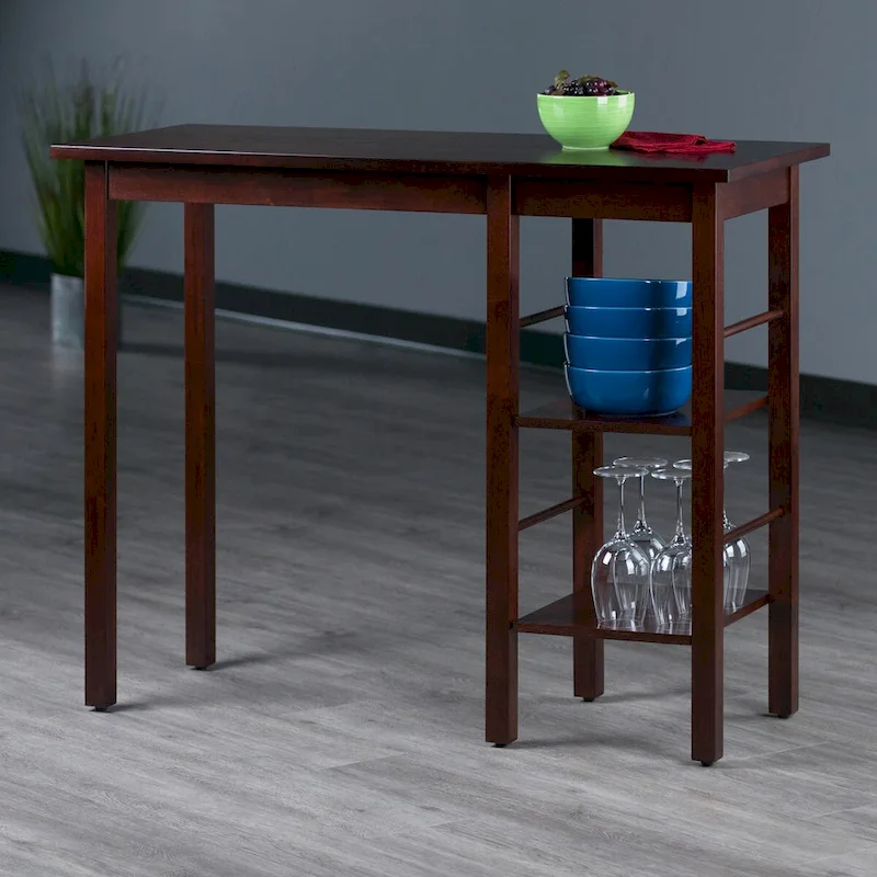 Egan Breakfast Kitchen Island with Shelves, Walnut - 45W x 19.7D x 36.2H