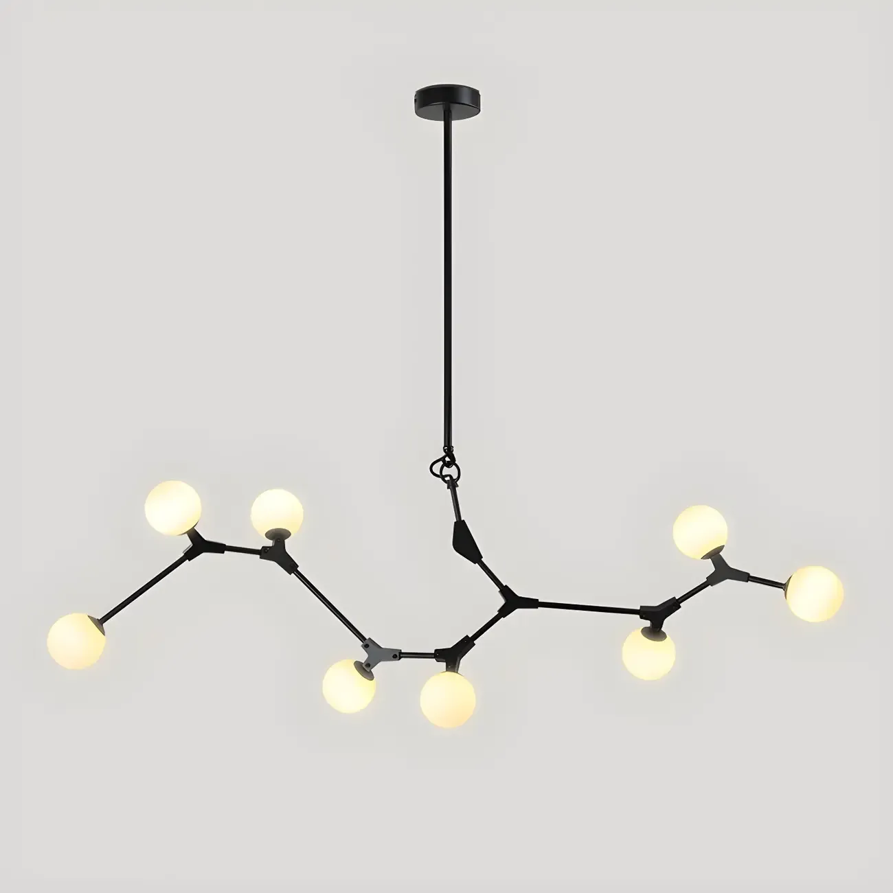 Modern Black Branch Globe 8-Light Island Chandelier
