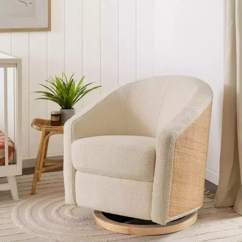 Swivel Glider Chair with 360° Rotation, Upholstered Seat, 30.5