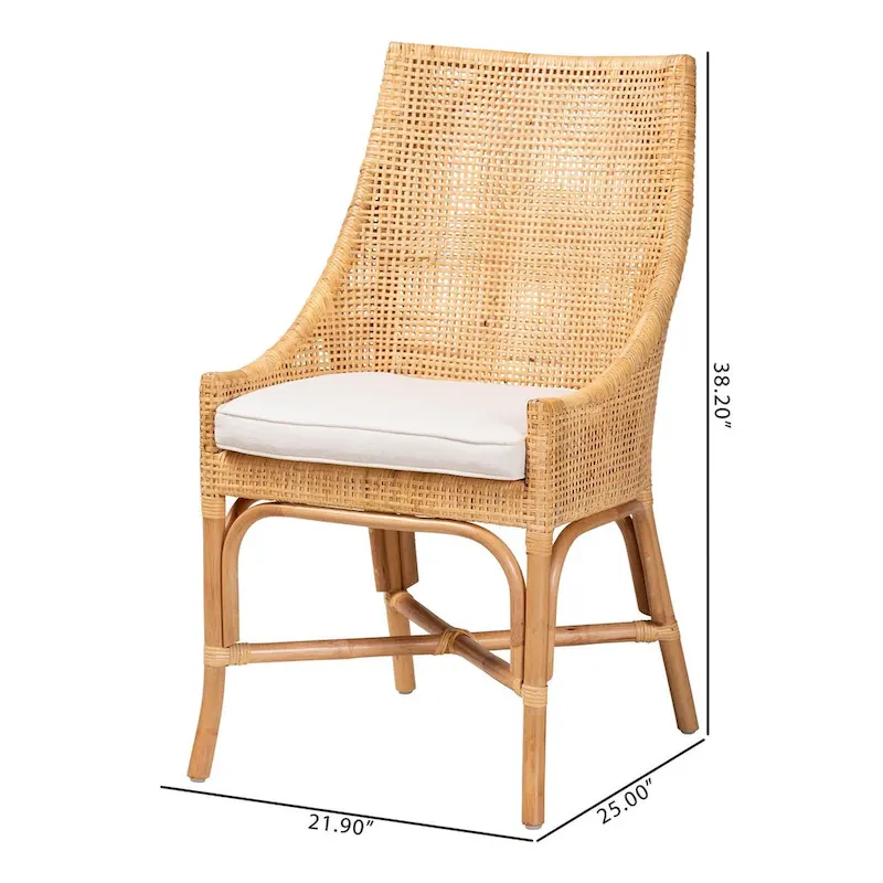 Modern Bohemian Natural Brown Rattan Dining Chair