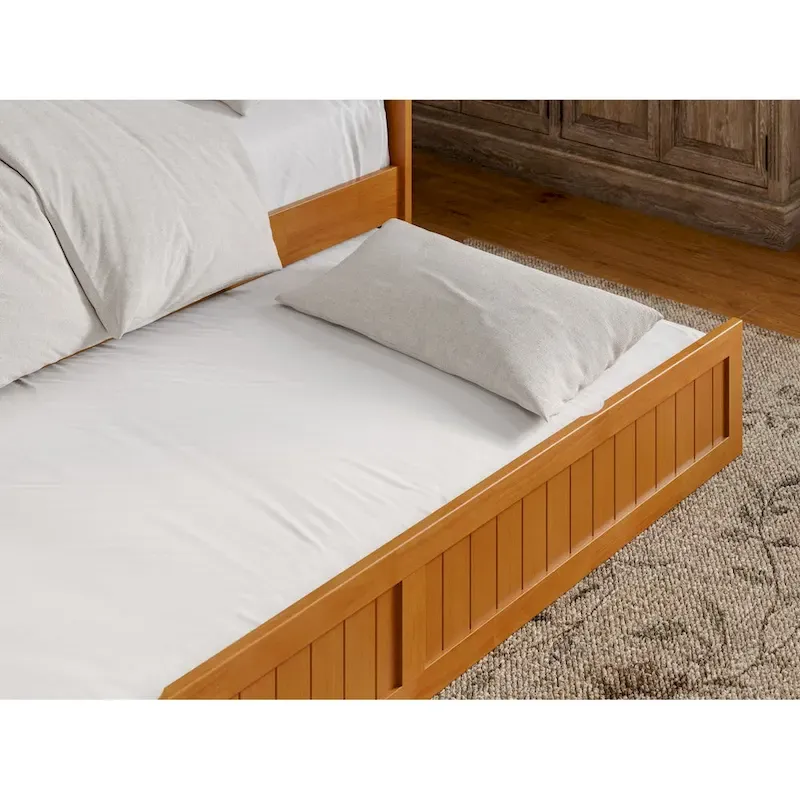 Twin Wood Daybed with Trundle - Beadboard Design, 600lbs Capacity, White/Walnut/Grey/Toffee, No Box Spring Needed