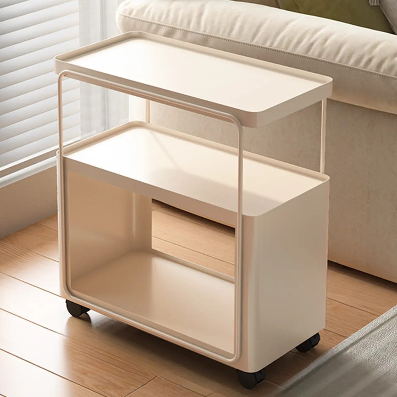 3-Tier Modern Acrylic Wheeled Storage Side Table Off-White