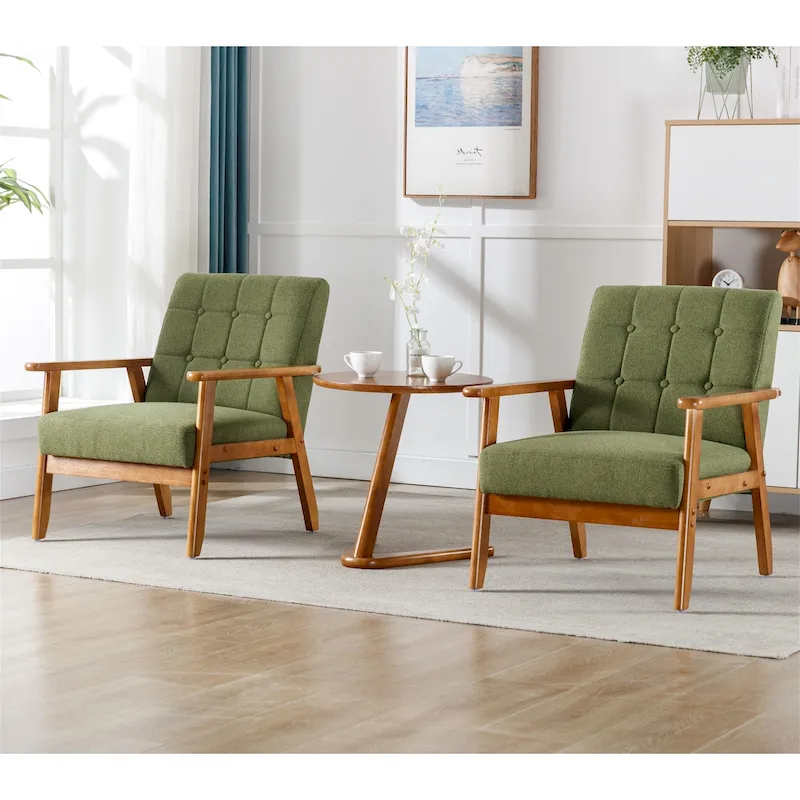 Mid Century Modern Accent Chairs Set of 2 with Side Table