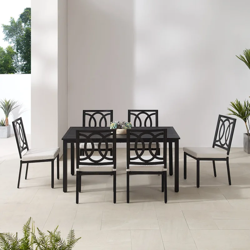 Crosley Chambers 7Pc Outdoor Metal Dining Set - Matte Black