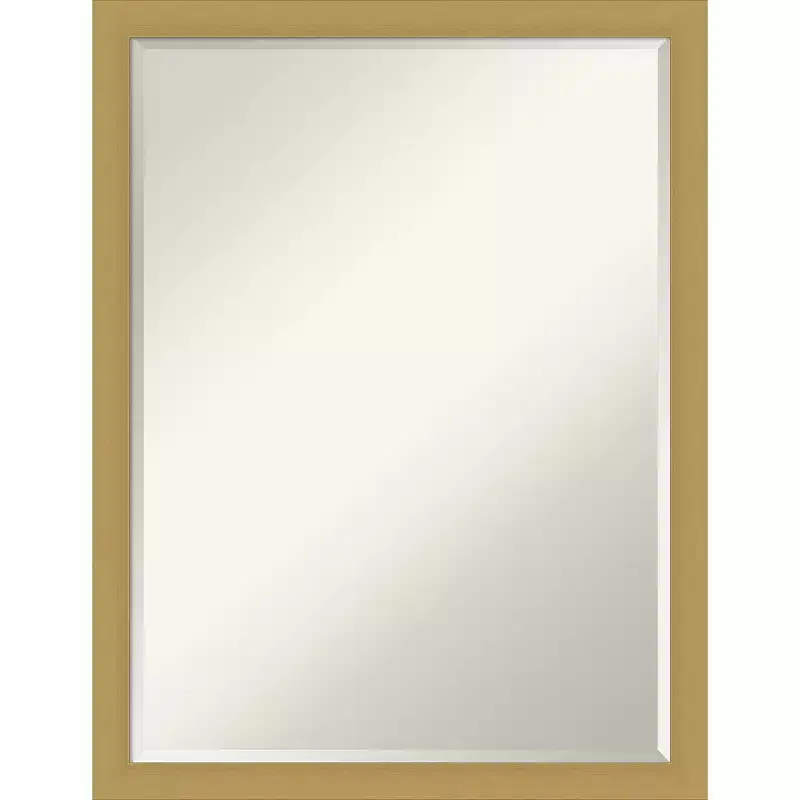 Amanti Art Grace Brushed Narrow Petite Bevel Bathroom Wall Mirror