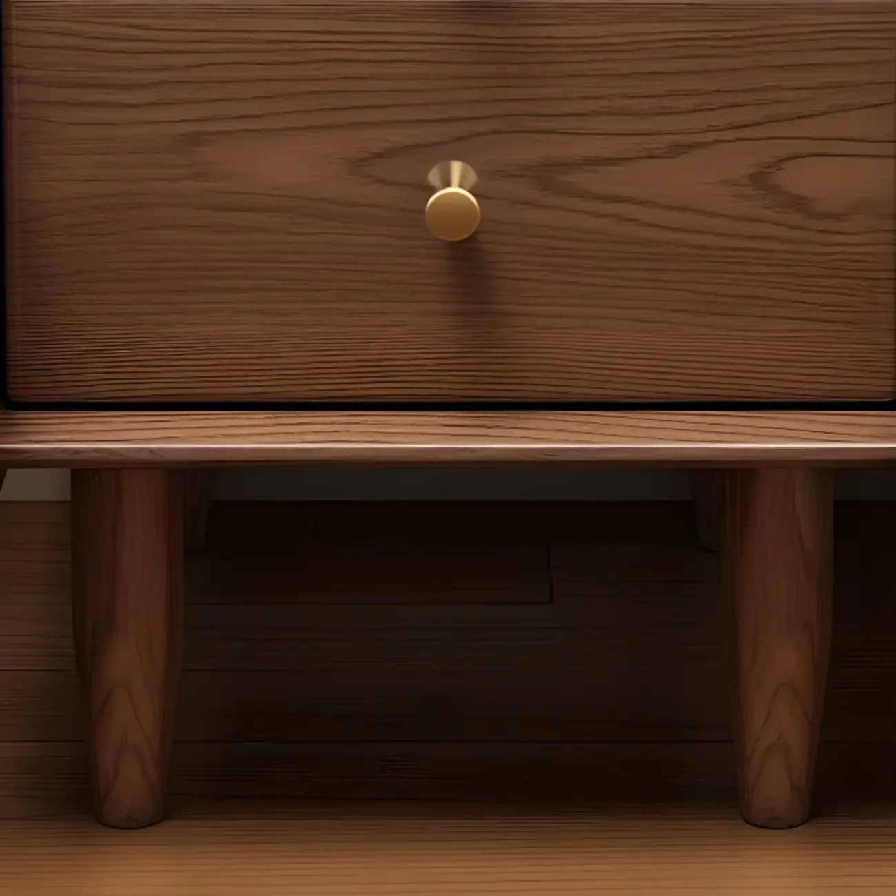 Tall Nut-Brown Wood Beside Nightstand with Drawers