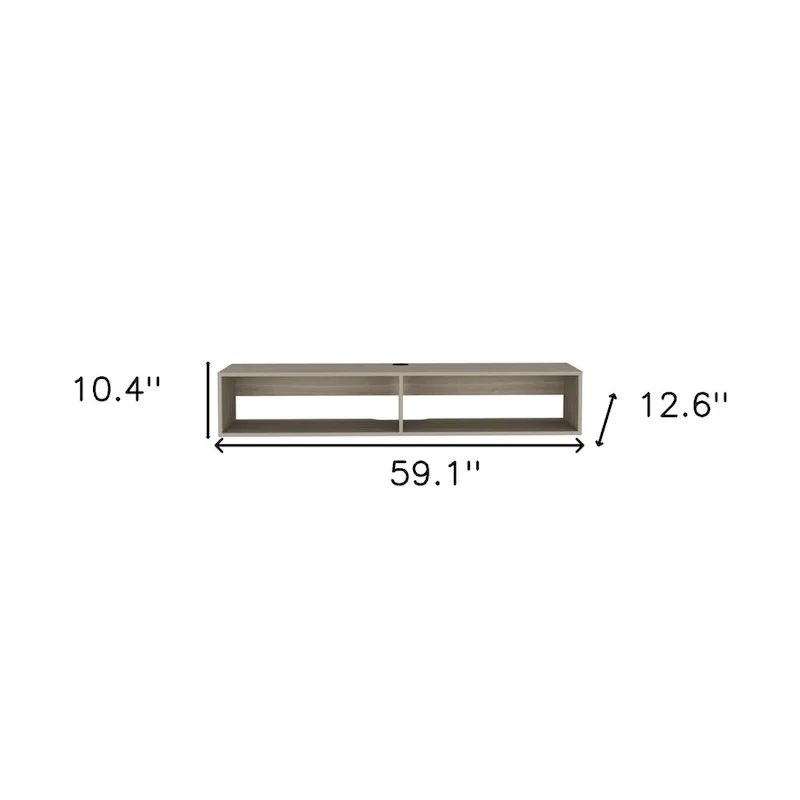 Modern TV Console Wall Mounted 59 Floating Media Stand with Shelves and Cable Management - 10.4H x 59.1W x 12.6D