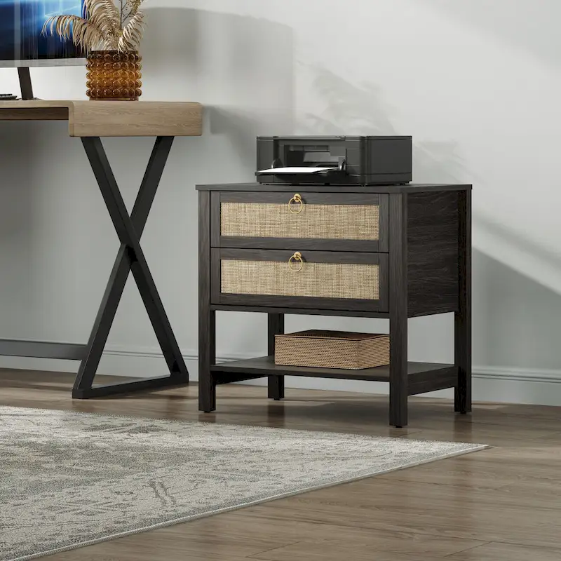 Two Bohemian Nightstands:Black,White,Cherry