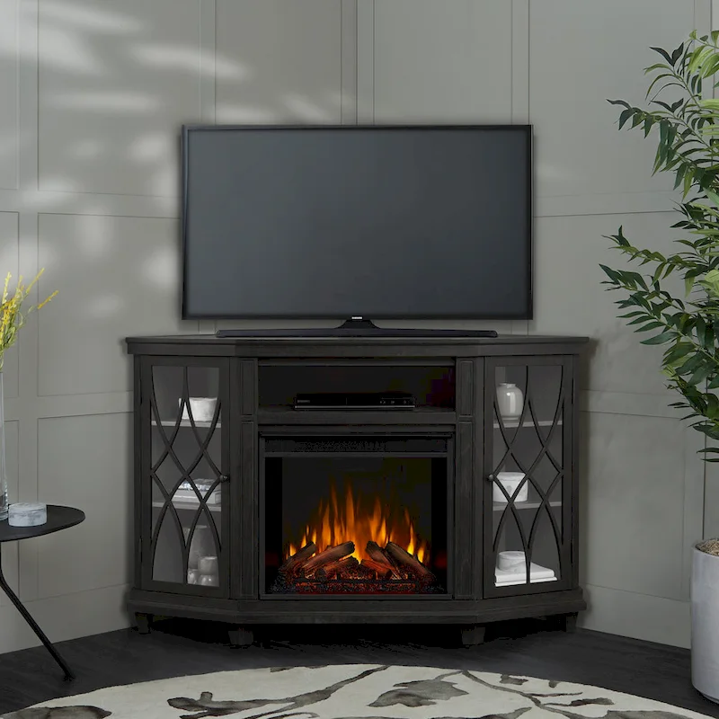 Lynette 56  TV Stand Electric Fireplace Gray