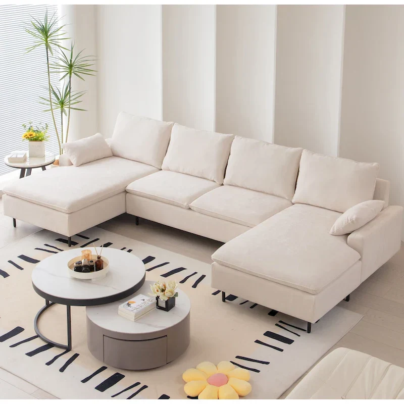 U-Shaped Upholstered Sectional Sofa with Double Chaise
