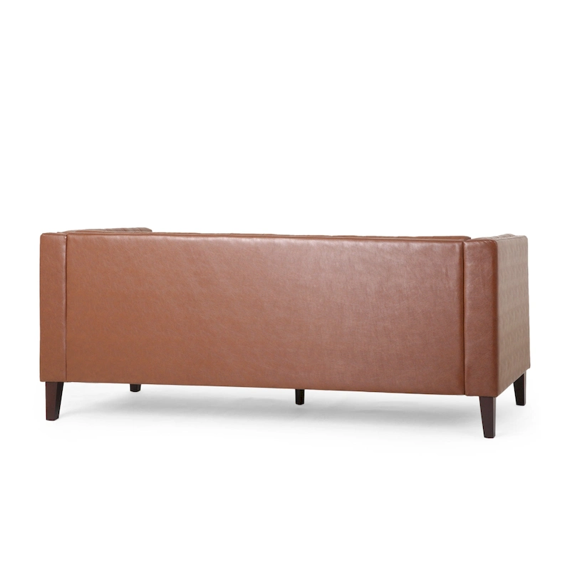 Pondway Faux Leather Tufted 3 Seater Sofa by Christopher Knight Home