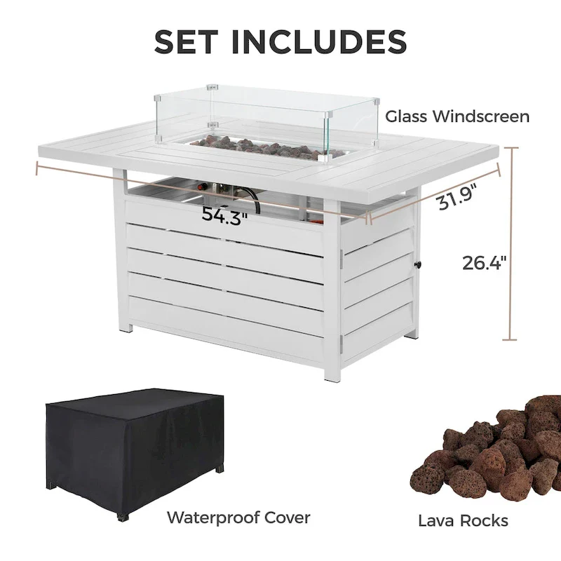 4 Pcs Patio Conversation Set with Propane Firepit