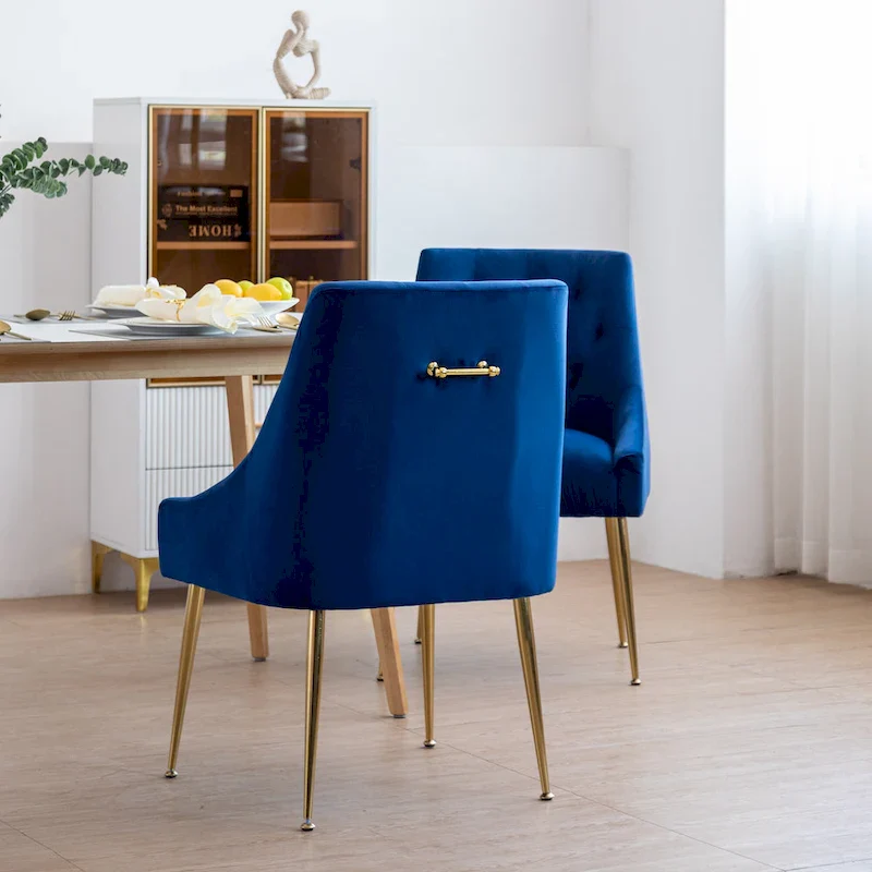 XINMICS Mid-Century Modern Velvet Dining Chair, Upholstered Parsons Chair, Set of 2