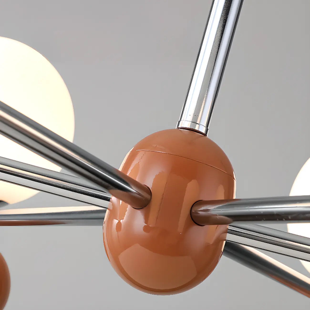 Modern Style White Globe Chandelier with Metal Frame