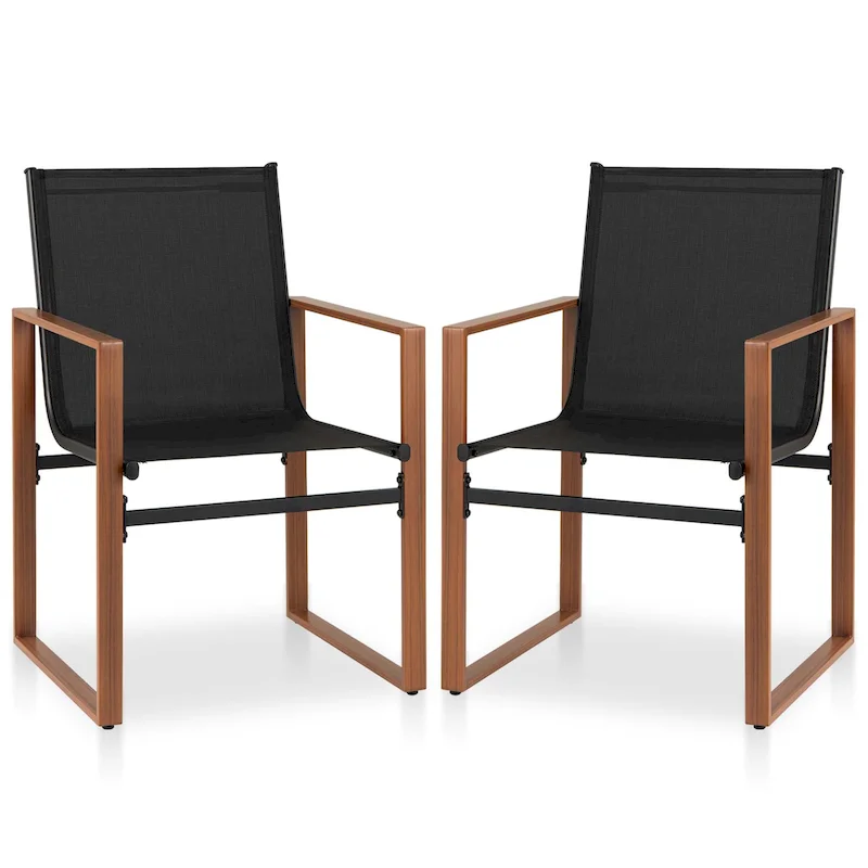 Gymax 2 PCS Outdoor Dining Chairs Patio Furniture Chair w/ Breathable