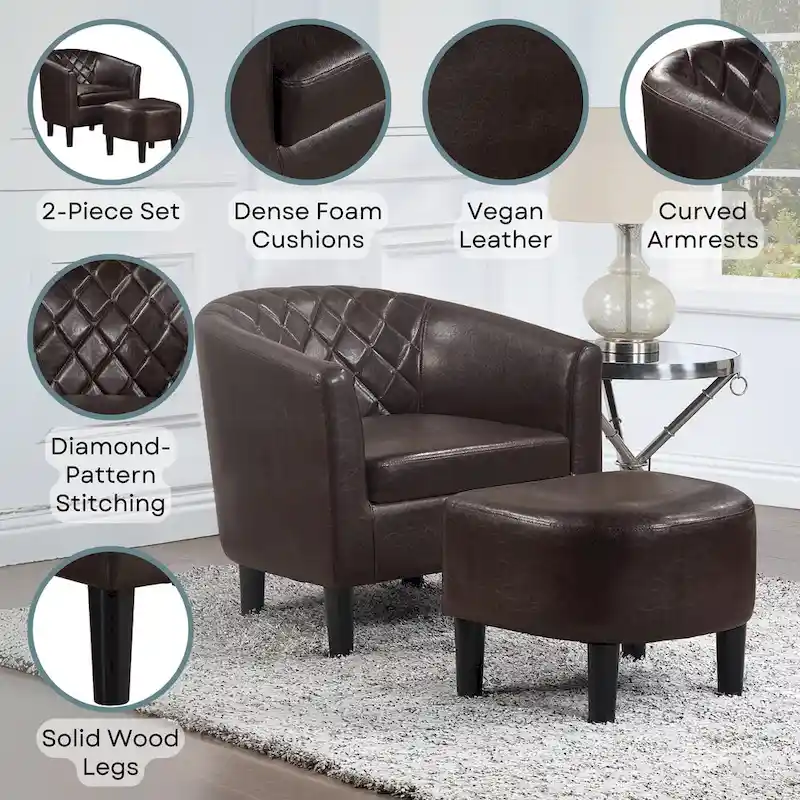 Convenience Concepts Take a Seat Roosevelt Accent Chair with Ottoman