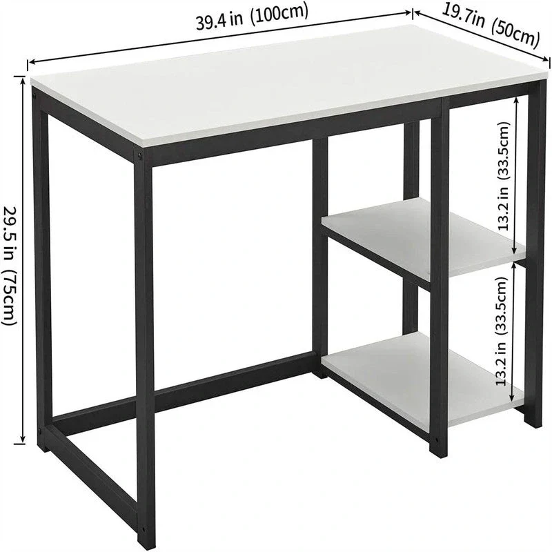 Computer Desk with 2-Tier Shelves - 40 Inch