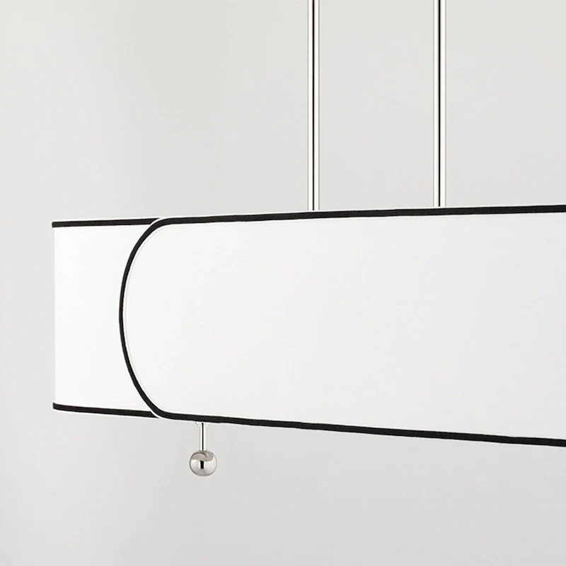 Mitzi by Hudson Valley Zara 5-Light Island-Light with White with Black Trim Belgian Linen