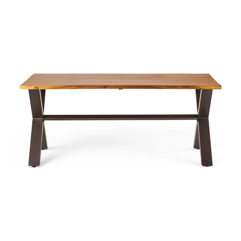 Sanibel Acacia Wood and Iron Outdoor Dining Table by Christopher Knight Home