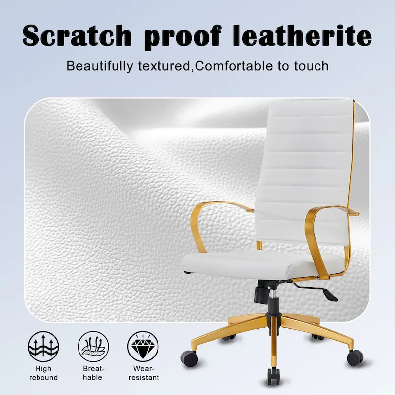 CAROCC Ribbed Computer Office Chair Adjustable Swivel High Back Desk Chair