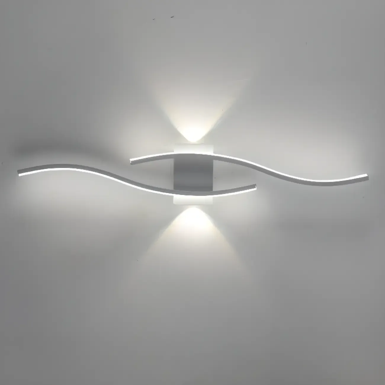 Modern Metal Dual Wave Linear LED Wall Sconce Dimmable