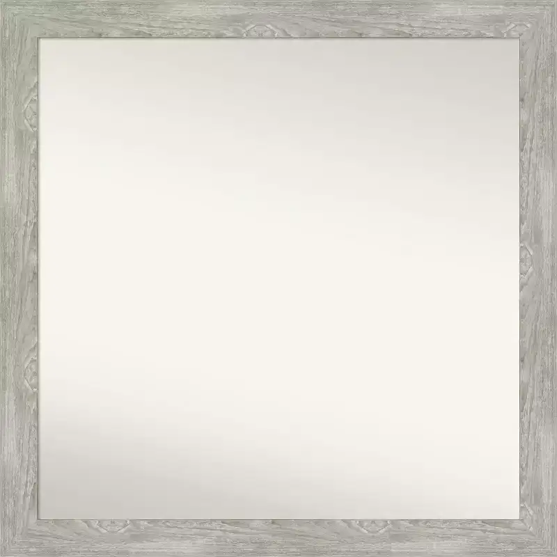 30" x 30" Non-Beveled Dove Gray Wash Narrow Wall Mirror - Amanti Art