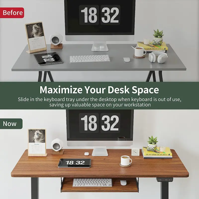 FEZIBO/Home Office Furniture/Wood/Desk With Keyboard Tray/Desks