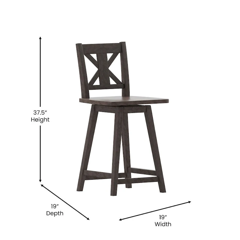Modern Farmhouse Wooden Swivel Counter Stool