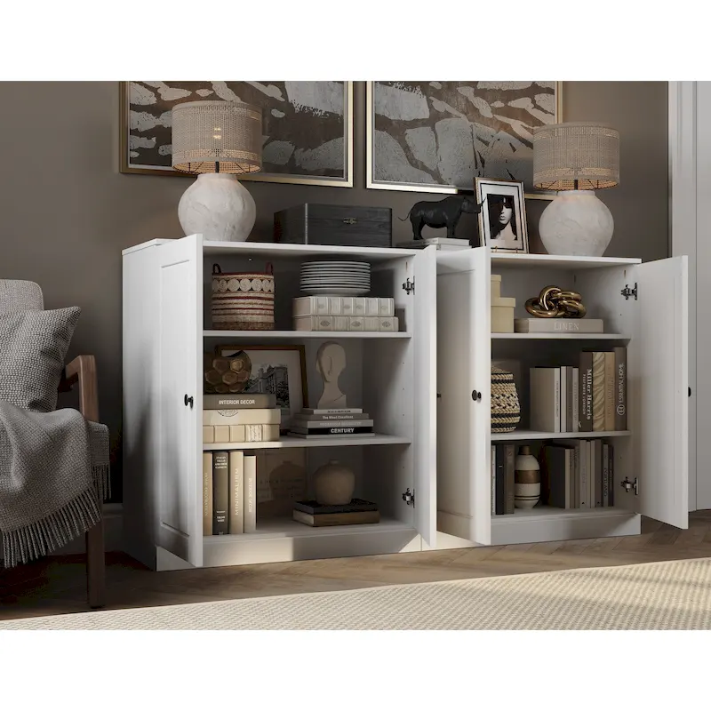 100% Solid Wood Sideboard with Glass or Solid Wood Doors by Palace Imports - 64 x 35.75